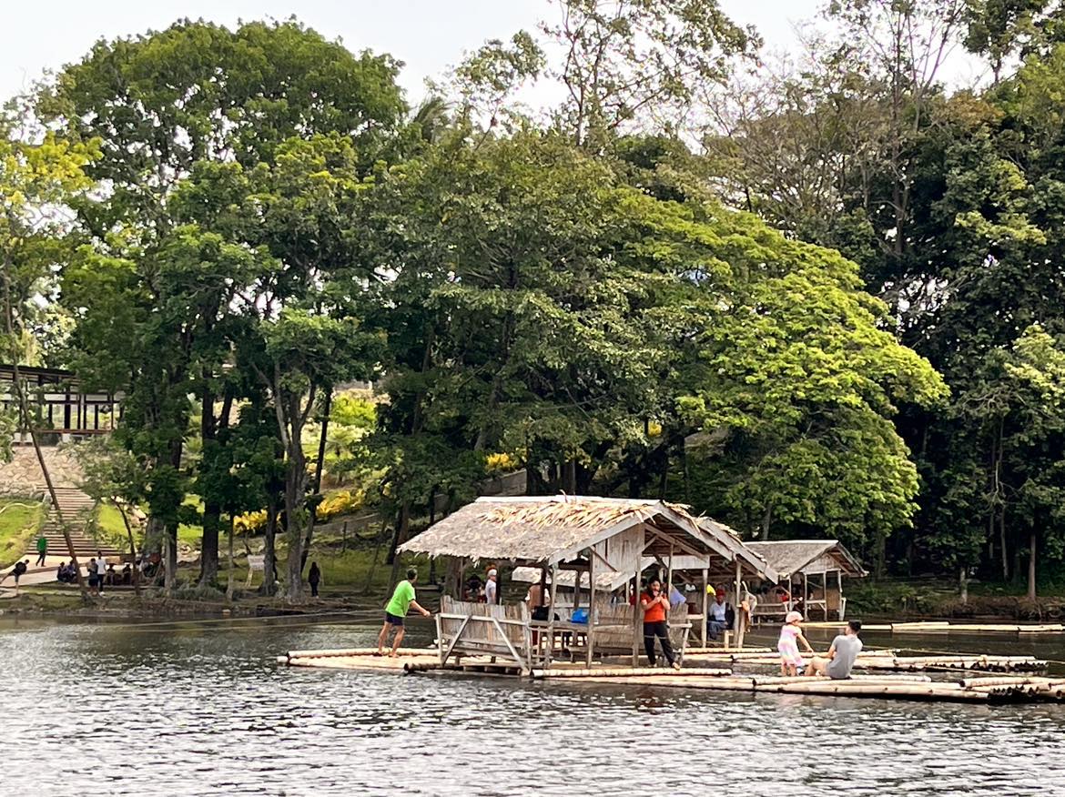 Families spend some relaxation time on floating cottages for rent at Lake Apo, Brgy.  Guinoyuran, Valencia City on January 29, 2024. Entrance to this privately-managed resort at lakeside is at P80.00. Rental for the cottages is also paid separately. |BukidnonNews.Net photos