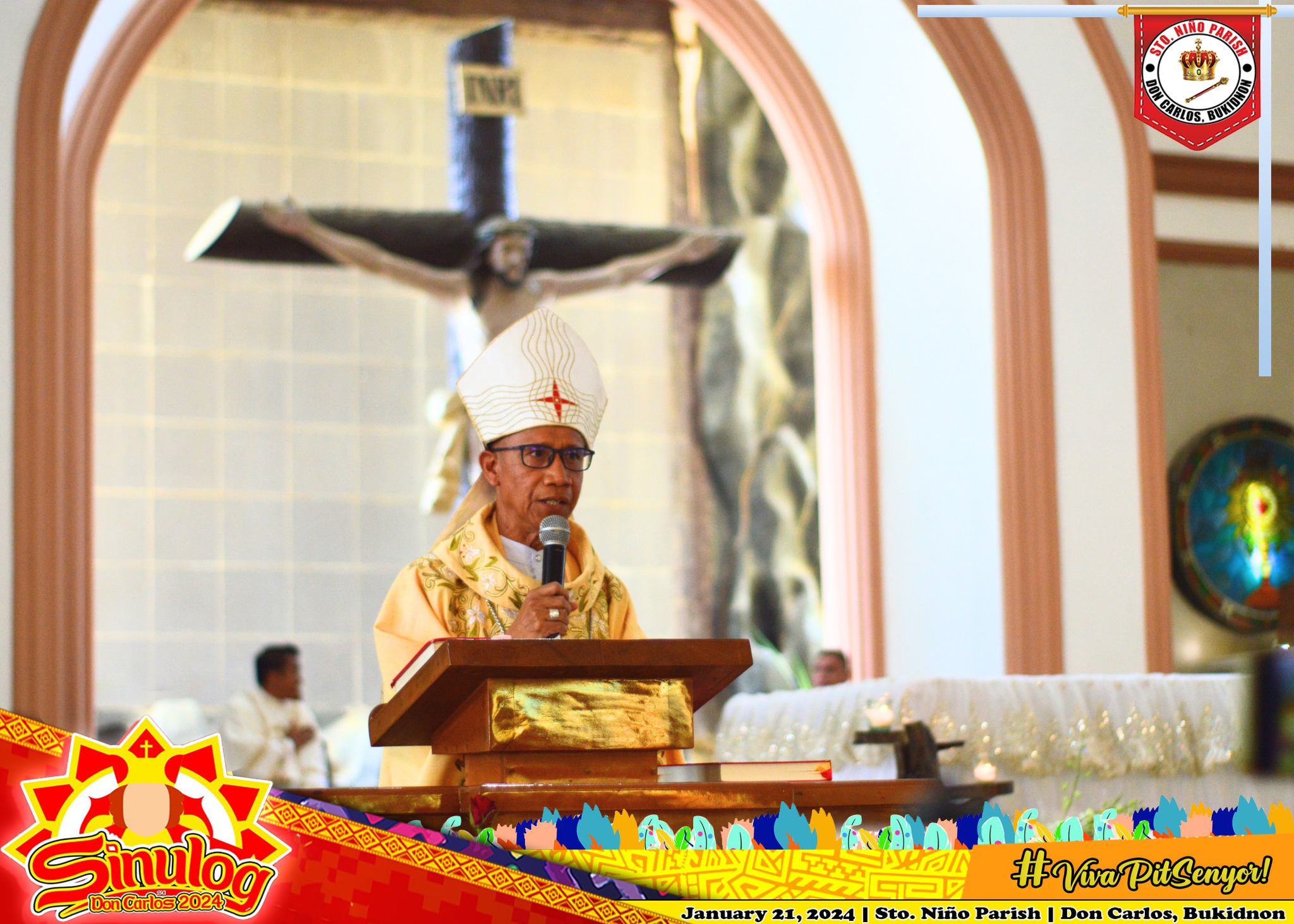 Bishop Noel P. Pedregosa of the Diocese of Malaybalay leads a  Pontifical High Mass, on January 21, 2024 for the feast day.